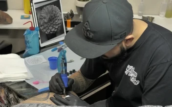Stock Video Bearded Tattooist Making A Flower For PC