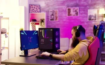 Stock Video Bearded Man Loses At Online Video Gaming For PC