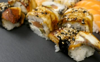 Video Stock Closeup Of Sushi Rolls On Black Background For PC