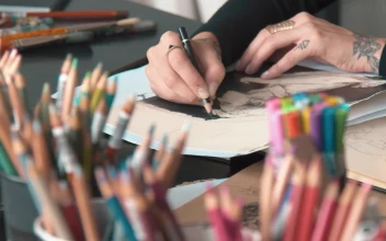 Video Stock Closeup Of Graphic Designer Sketching On Desk In Studio For PC