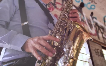 Video Stock Close Up Of A Saxophonist In An Abandoned Spot For PC