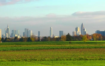 Video Stock City Buildings Seen From Fields In The Countryside For PC