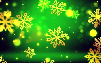 Video Stock Christmas Golden Snowflakes On Green Background For PC