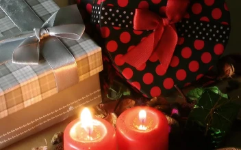 Video Stock Christmas Gifts And Red Candles Static Shot For PC