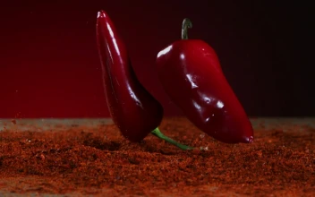 Video Stock Chili Peppers Falling And Bouncing Into Red Powder For PC
