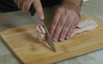 Video Stock Chef Chopping Bacon On A Board For PC