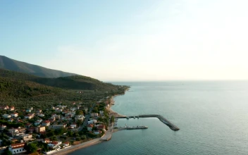 Video Stock Calm Water Around A Small Town Harbor For PC