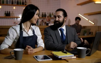 Video Stock Cafe Owner Discussing Business For PC