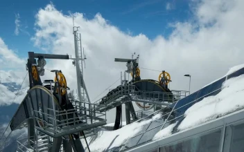 Video Stock Cable Car Machine In The Snowy Mountains For PC