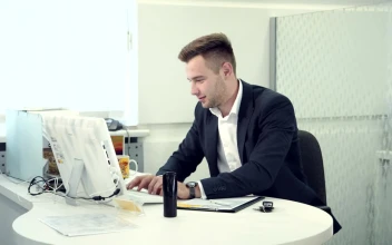 Video Stock Businessman Having A Good News By The Phone For PC