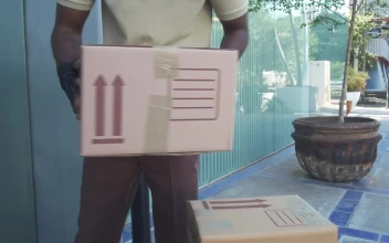 Stock Video Delivering A Package To A Woman At Home For PC