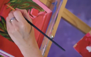Stock Video Delicate Painting Of An Artist On A Canvas On An For PC