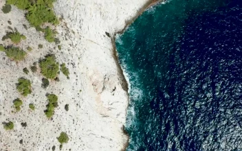 Stock Video Deep Blue Water Along Dusty Cliffs For PC