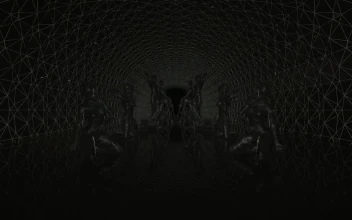 Stock Video Dark Tunnel With Statues Of Women In Different Poses For PC