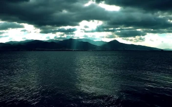 Stock Video Dark Landscape Of A Calm Sea And A Cloudy Sky For PC