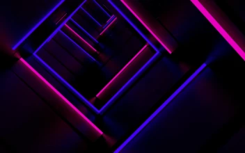 Stock Video Cyberpunk Square Tunnel With Neon Lights For PC