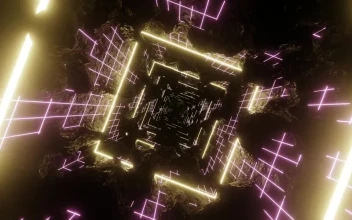 Stock Video Cyberpunk Grid Abstract Tunnel For PC