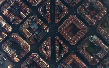 Stock Video Cuadras De Barcelona Top Aerial Afar Shot For PC