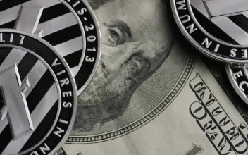 Stock Video Cryptocurrency Lite Coins Over Dollar Bills For PC