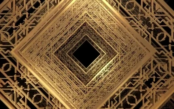Stock Video Crossing Through Golden Hindu Style D Paintings For PC