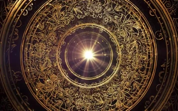 Stock Video Crossing Ornate Gold D Hoops Into A Light For PC