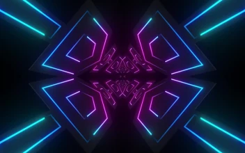 Stock Video Crossing A Passage Shields With Neon Light Lines For PC