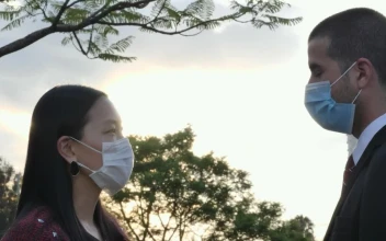 Stock Video Couple Wearing Face Masks Under A Beautiful Sunset For PC