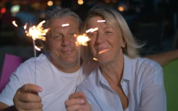 Stock Video Couple Smiling With Sparklers For PC