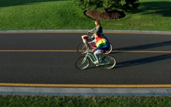 Stock Video Couple Riding Bikes Down An Empty Road For PC