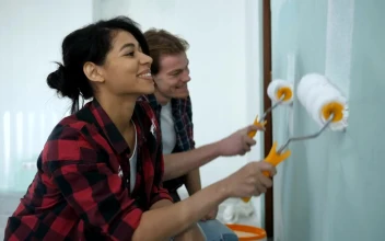 Stock Video Couple Painting A Room At Home For PC