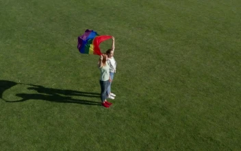 Stock Video Couple Holding A Rainbow Flag In The Wind For PC