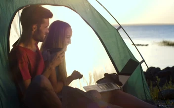 Stock Video Couple Having A Video Call While Camping For PC