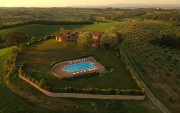 Stock Video Country House With Pool At Sunset For PC