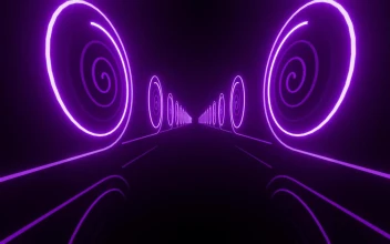 Stock Video Corridor Walls With Spirals Of Purple Neon Lights For PC