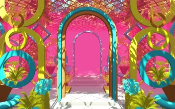 Stock Video Corridor With Arches And Colored Figures D For PC