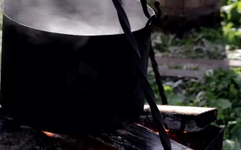 Stock Video Cooking Soup On A Campfire For PC