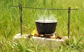 Stock Video Cooking Soup In A Country Cauldron For PC