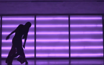 Stock Video Contemporary Dancer In Neon Lit Studio For PC