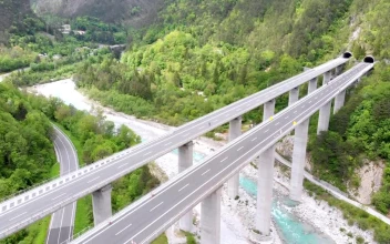 Stock Video Concrete Highway Bridge Ends In A Tunnel For PC