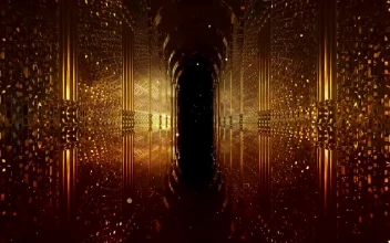 Stock Video Computer Made Hindu Style Golden Wall Tunnel For PC