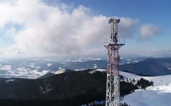 Stock Video Communications Antenna Tower In The Snowy Mountains For PC