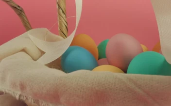 Stock Video Colored Easter Eggs In Two Baskets For PC