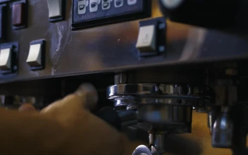 Stock Video Coffee Shop Worker Using A Coffee Machine For PC