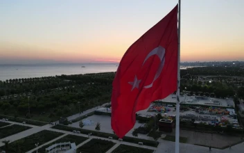 Stock Video Coast Turkish City From Atop A Flag On A Pole For PC