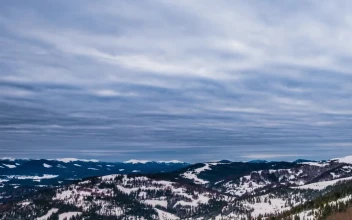 Stock Video Cloudy Sky Over Winter Forested Mountains For PC