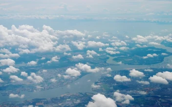 Stock Video Cloudy Sky Over A City With A Crossing River For PC