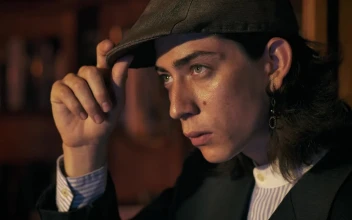Stock Video Face Of A Model Dressed As In An Ancient Time For PC