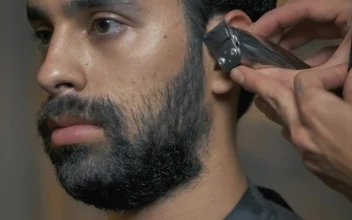 Stock Video Face Of A Man While Cutting His Hair For PC