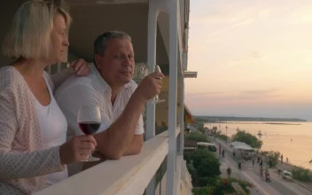 Stock Video Enjoying A Glass Of Wine On Vacation For PC