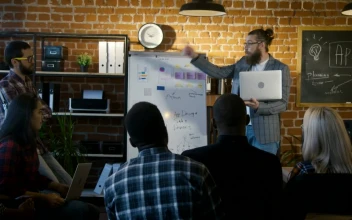 Stock Video Engineers Explaining The Project To The Audience For PC